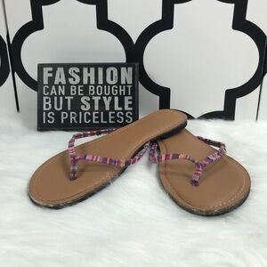Pink and Brown flip flop Sandals with Beaded Straps